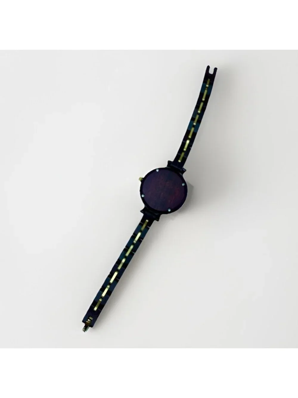 TruWood Women's Belle Walnut Wooden Wrist Watch Gold / Royal Blue